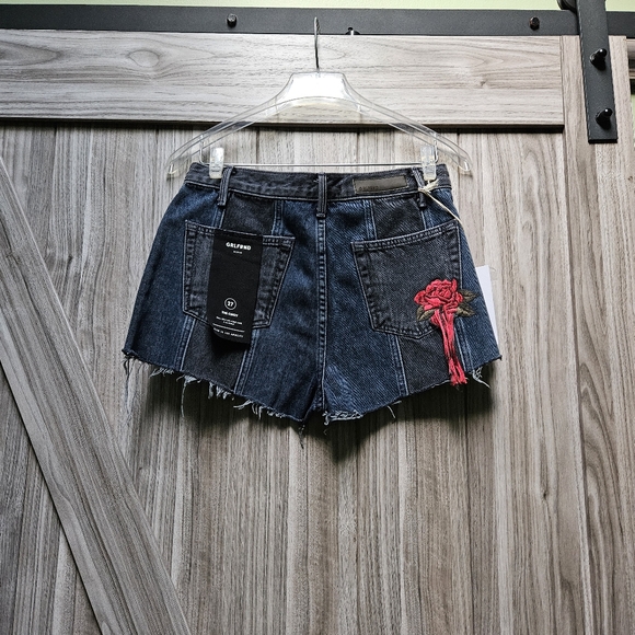 GRLFRND'CINDY' ROSE EMBROIDERED PANELLED DENIM SHORTS - Picture 12 of 16